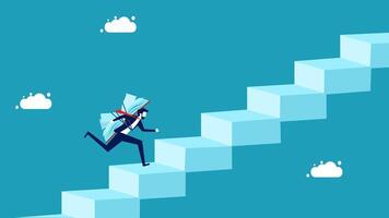 man is climbing up a staircase vector