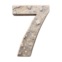 A large number 7 made of stone with a rough texture png