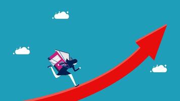 a person walking up an arrow with a red arrow vector
