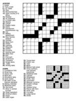 American Crossword puzzle game with 13 x 13 squares with clues and solution. vector