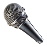 A microphone with a silver cord and a black handle png