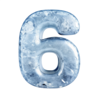 The number 6 is made of ice and he is very cold png