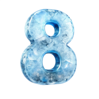 The number 8 is made of ice and he is floating in the air png