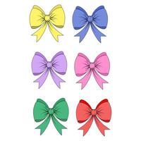 A set of multicolored bows with a black outline vector