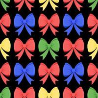 Seamless pattern with multicolored bows on a black background vector