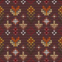 Knitting with beautiful patterns is used in winter clothes. vector