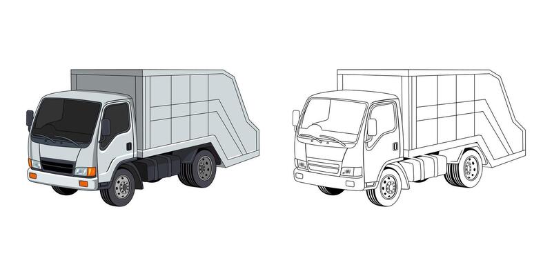 Garbage Truck Cartoon Design Illustration