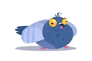 Funny pigeon with eyes in different directions in a cartoon form vector
