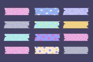 collection of washi tape with various patterns vector
