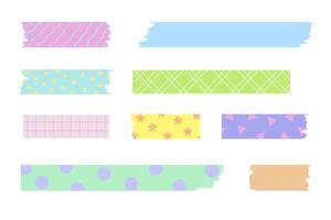 Set of various adhesive tapes with different designs isolated on white background illustration vector