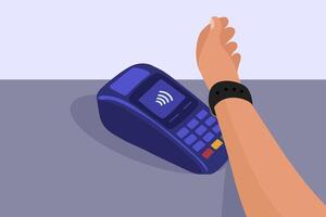 NFC payment technology for cashless and contactless mobile banking SmartWach vector