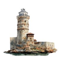 Maiden's Tower of Turkey watercolor using for web, card, print or decoration png