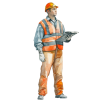male engineer working watercolor png