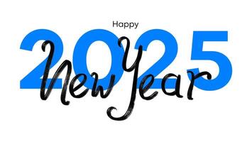 2025 new year hand drawn text with grunge vector