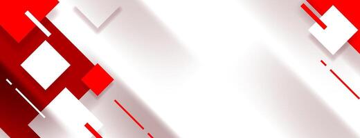 Red and white geometric shapes on white background with squares vector