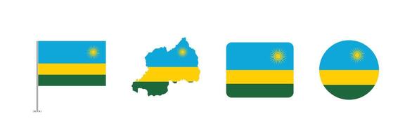 Rwanda flag. Set of Rwanda Flags Collection. vector