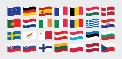 National Flag of All European Union countries. Set of European Union country Flag. vector