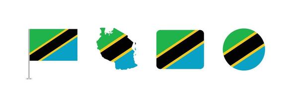 Tanzania flag. Set of Tanzania Flags Collection. vector