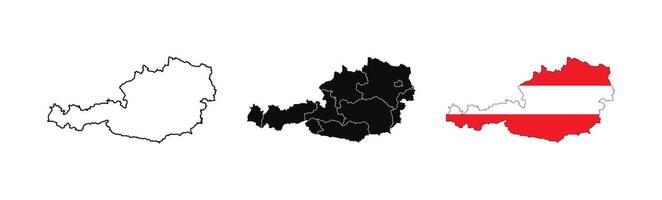 Austria Map. Map of Austria with National Flag. vector