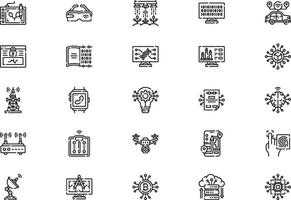 Digital technology icons collection is a illustration with editable stroke. vector