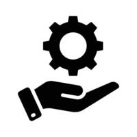 Cogwheel on hand denoting icon of technical service in trendy style vector