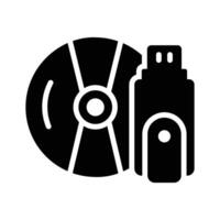 Usb with compact disc, icon of data storage in modern style vector
