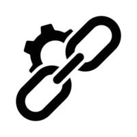 An icon representing link configuration, combining chain links and a gear symbol vector