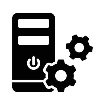 Cogwheel with Pc denoting concept icon of computer setting vector