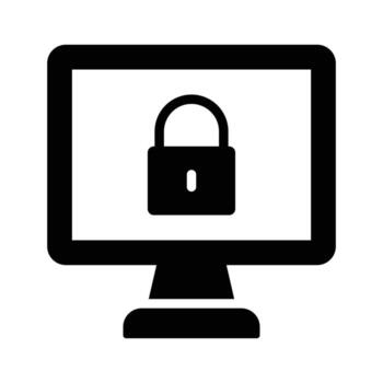 Padlock inside monitor denoting concept icon of computer security vector