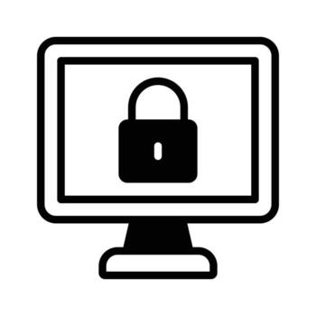 Padlock inside monitor denoting concept icon of computer security vector