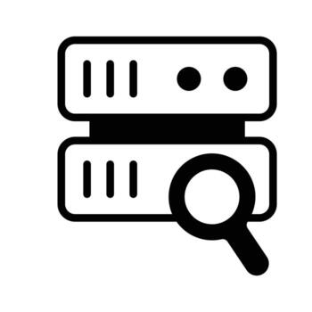 datos servidor con lupa denotando concepto icono de servidor de datos exploración vector