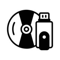 Usb with compact disc, icon of data storage in modern style vector