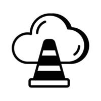 Cloud with traffic cone, denoting concept icon of cloud traffic design vector