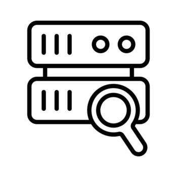 datos servidor con lupa denotando concepto icono de servidor de datos exploración vector
