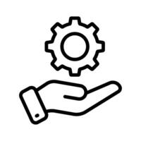 Cogwheel on hand denoting icon of technical service in trendy style vector