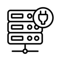 Data server with power plug denoting concept icon of database power vector