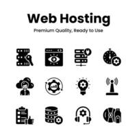 Well designed web hosting icons isolated on white background vector
