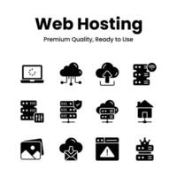 Grab this amazing web hosting icons set in trendy style vector