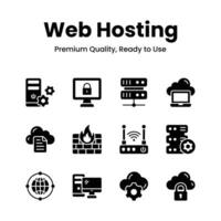 Pack of web hosting icons in modern design style vector