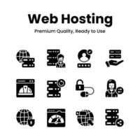 Pack of web hosting icons in modern design vector