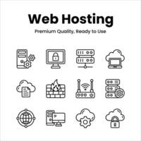 Pack of web hosting icons in modern design style vector