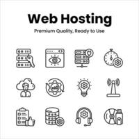 Well designed web hosting icons isolated on white background vector