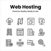 Premium quality web hosting icons set, ready to use and download vector