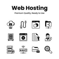 Premium quality web hosting icons set, ready to use and download vector