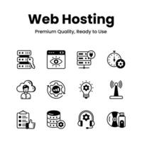 Well designed web hosting icons isolated on white background vector