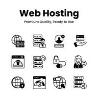 Pack of web hosting icons in modern design vector