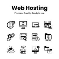 Well designed web hosting icons, ready to use in websites and mobile apps vector