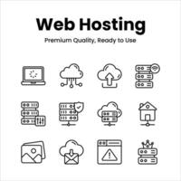Grab this amazing web hosting icons set in trendy style vector