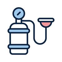 An oxygen tank connected to a breathing mask, icon of oxygen cylinder vector