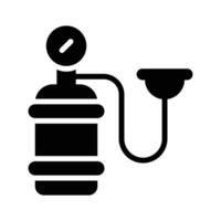 An oxygen tank connected to a breathing mask, icon of oxygen cylinder vector